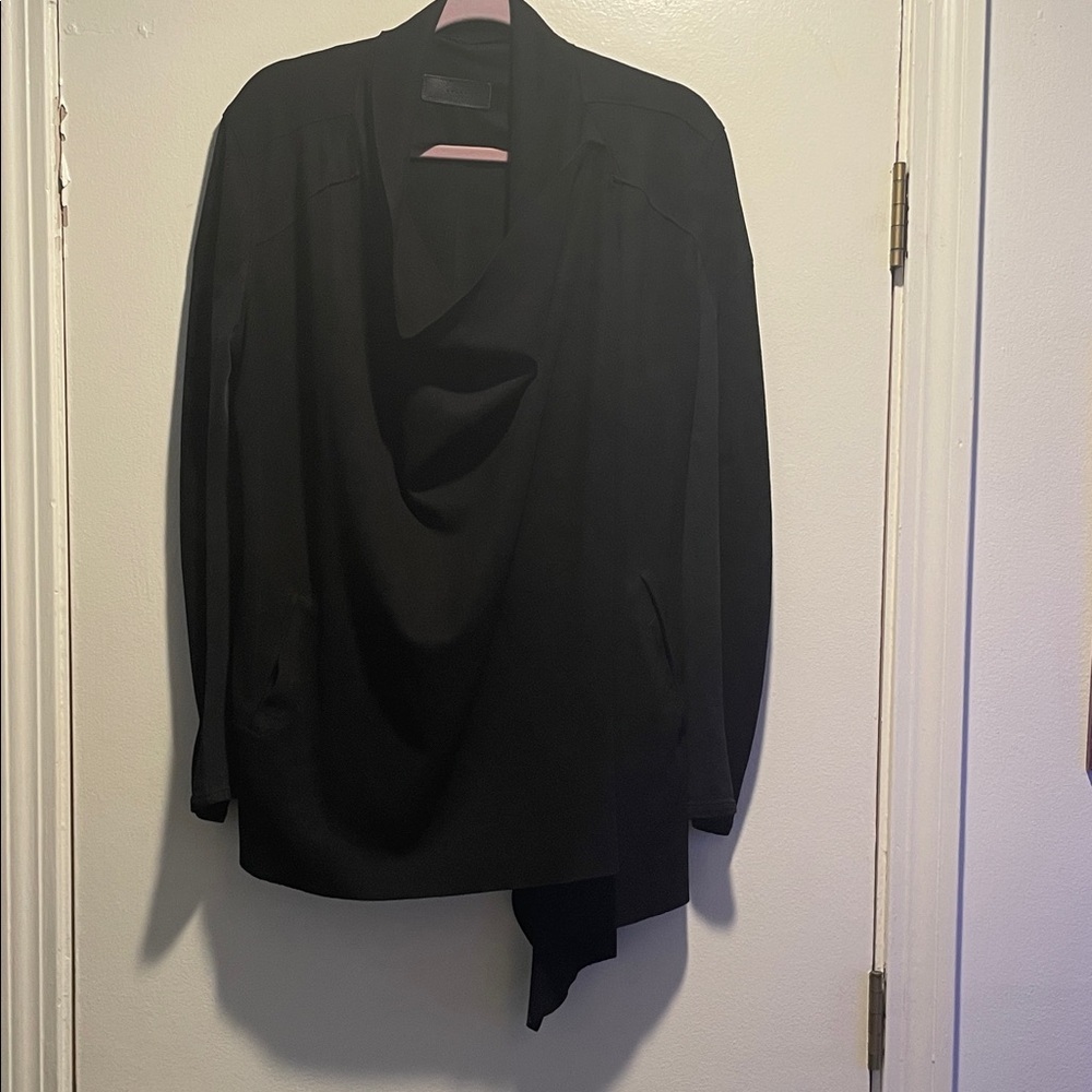 Blank NYC Elegant Black Suede Snap Over Asymmetrical Women's Blazer